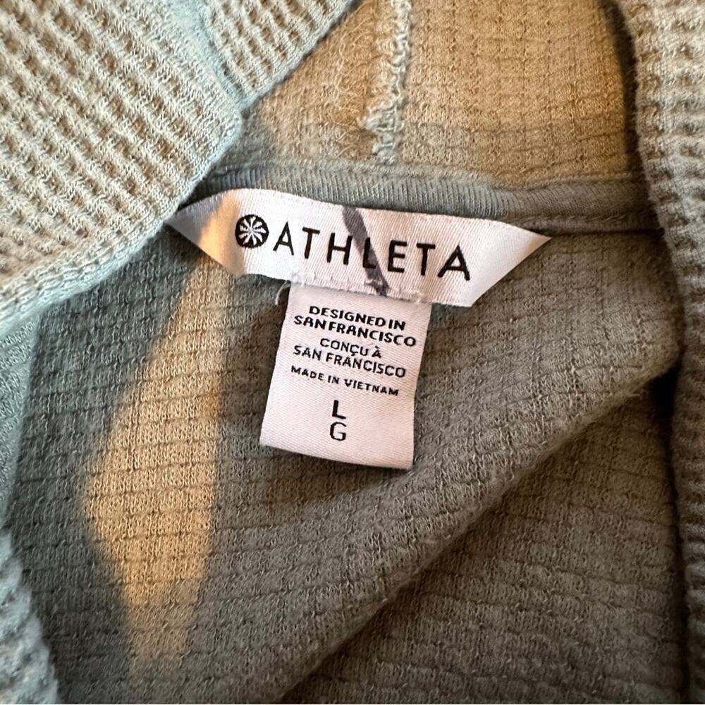 Athleta Coaster Luxe Waffle Hoodie Long Sleeve Sweatshirt in Seafoam Green Sz L - Picture 9 of 14
